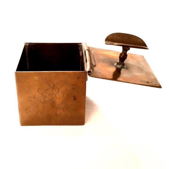 Vintage Chinese Brass and Cloisonne Miniature Ashtray or Box - Picture 5 of 6